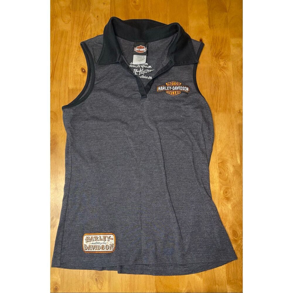 Harley-Davidson Women's Sleeveless Polo Tank in Charcoal